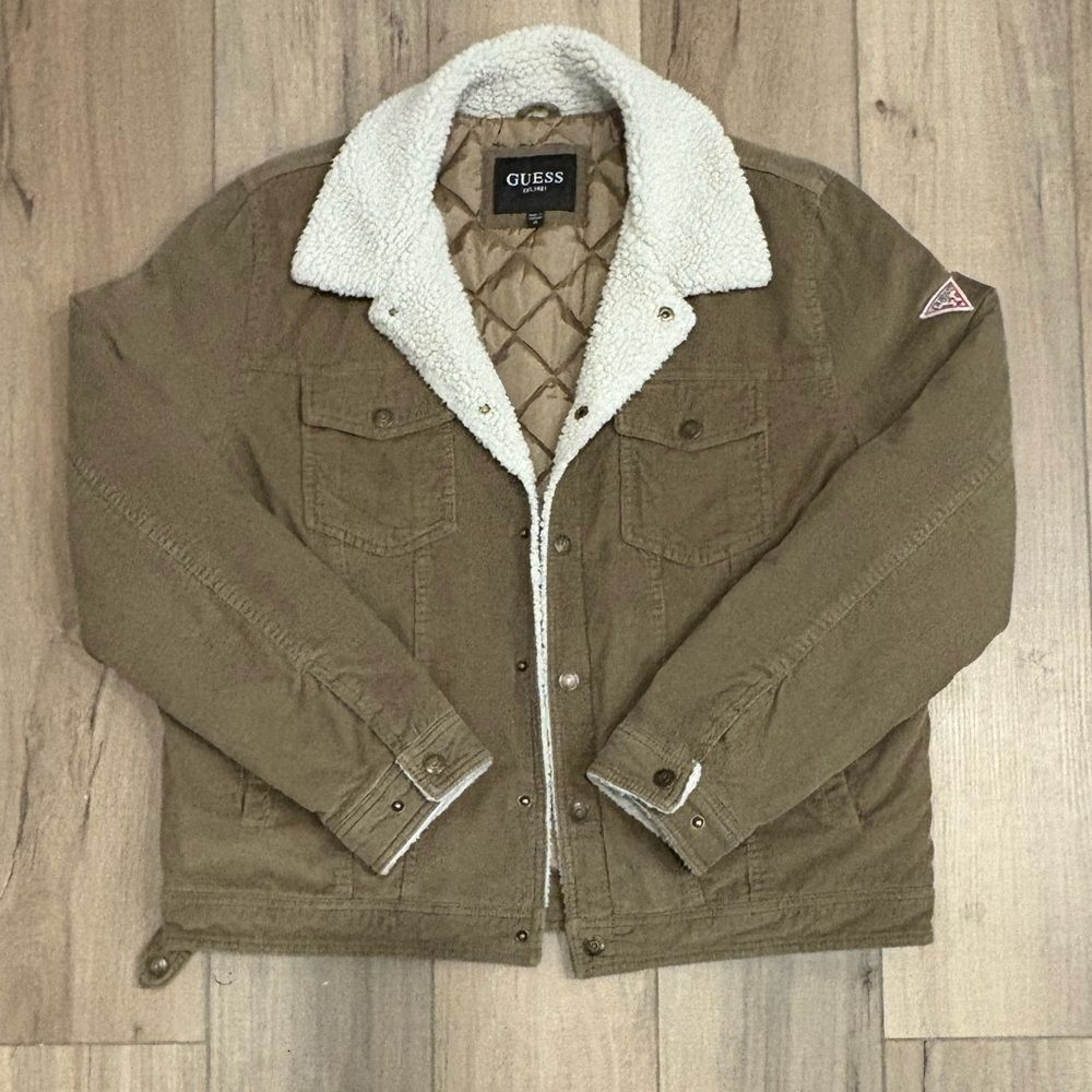 GUESS Corduroy Bomber With Sherpa Collar